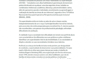 “Superdotados: nem sempre reconhecidos, nem sempre visíveis” em Márcia Peltier