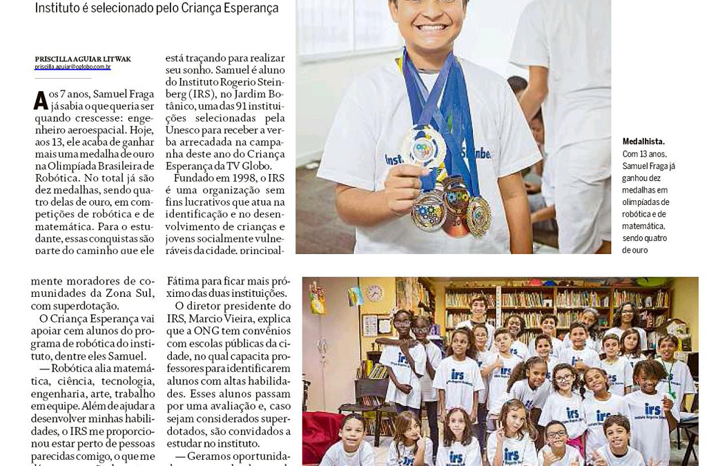 IRS é destaque no O Globo