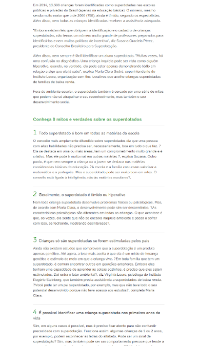 Mitos e verdades sobre superdotação