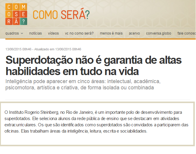 IRS no programa Como Será? da Rede Globo
